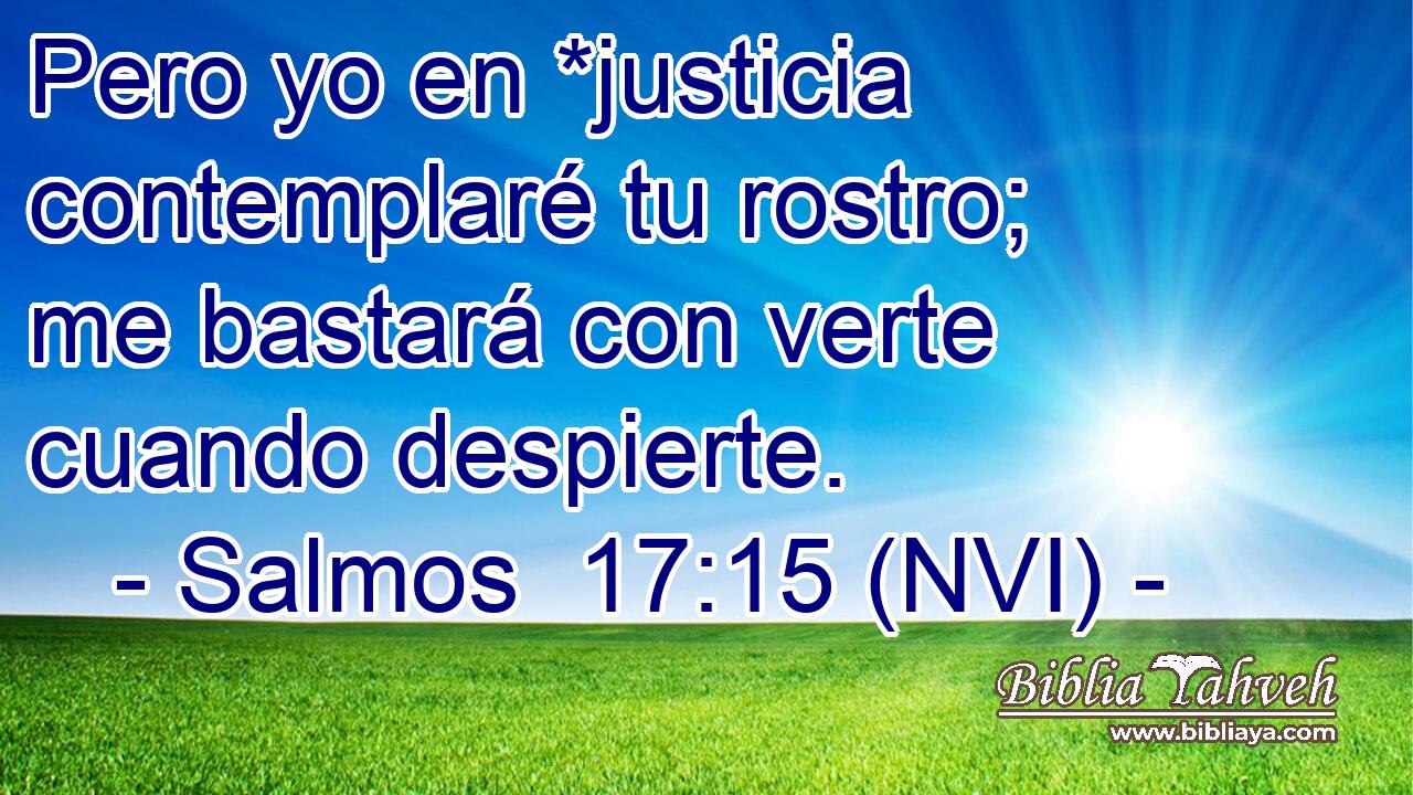  Pero yo en *justicia contemplaré tu rostro; me bastará con verte cuando despierte. 