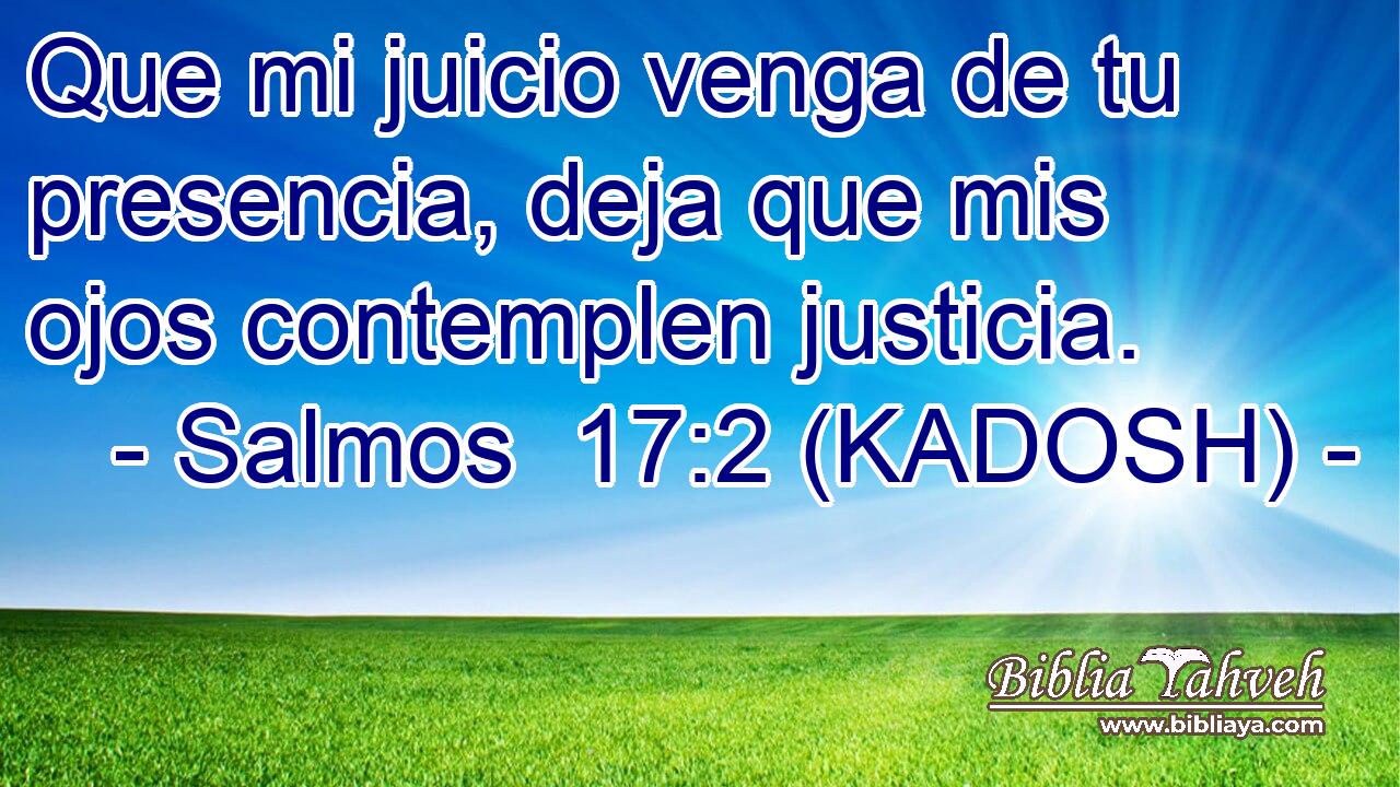  Que mi juicio venga de tu presencia, deja que mis ojos contemplen justicia. 