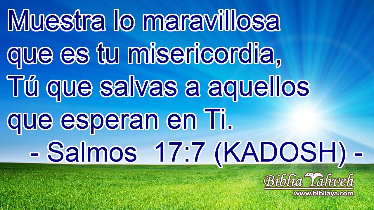  Muestra lo maravillosa que es tu misericordia, Tú que salvas a aquellos que esperan en Ti. 