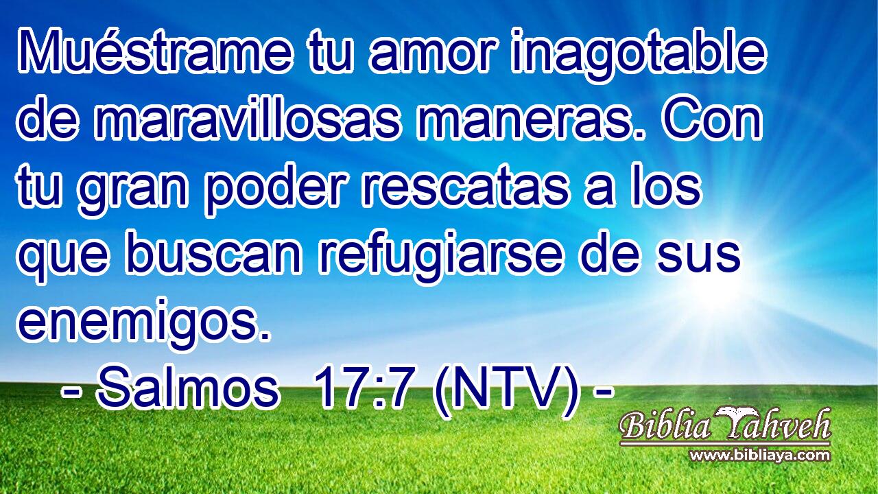 Muéstrame tu amor inagotable de maravillosas maneras. Con tu gran poder rescatas a los que buscan refugiarse de sus enemigos.