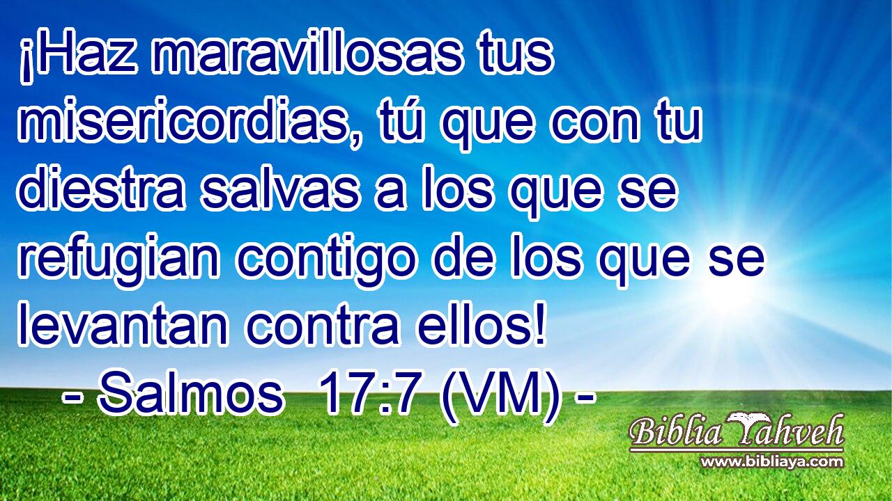  ¡Haz maravillosas tus misericordias, tú que con tu diestra salvas a los que se refugian contigo de los que se levantan contra ellos! 