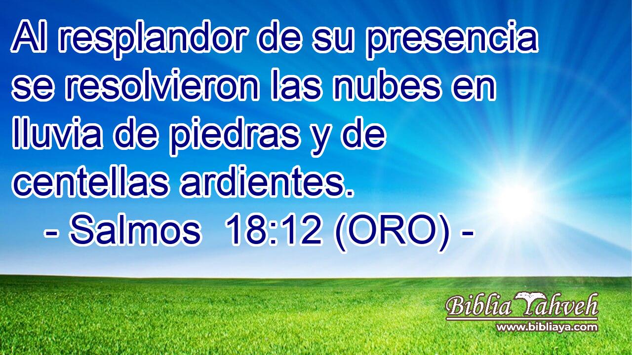  Al resplandor de su presencia se resolvieron las nubes en lluvia de piedras y de centellas ardientes. 