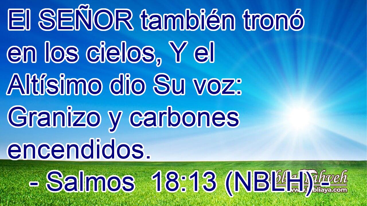 El SEÑOR también tronó en los cielos, Y el Altísimo dio Su voz: Granizo y carbones encendidos. 