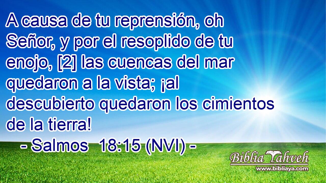  A causa de tu reprensión, oh Señor, y por el resoplido de tu enojo, [2] las cuencas del mar quedaron a la vista; ¡al descubierto quedaron los cimientos de la tierra! 