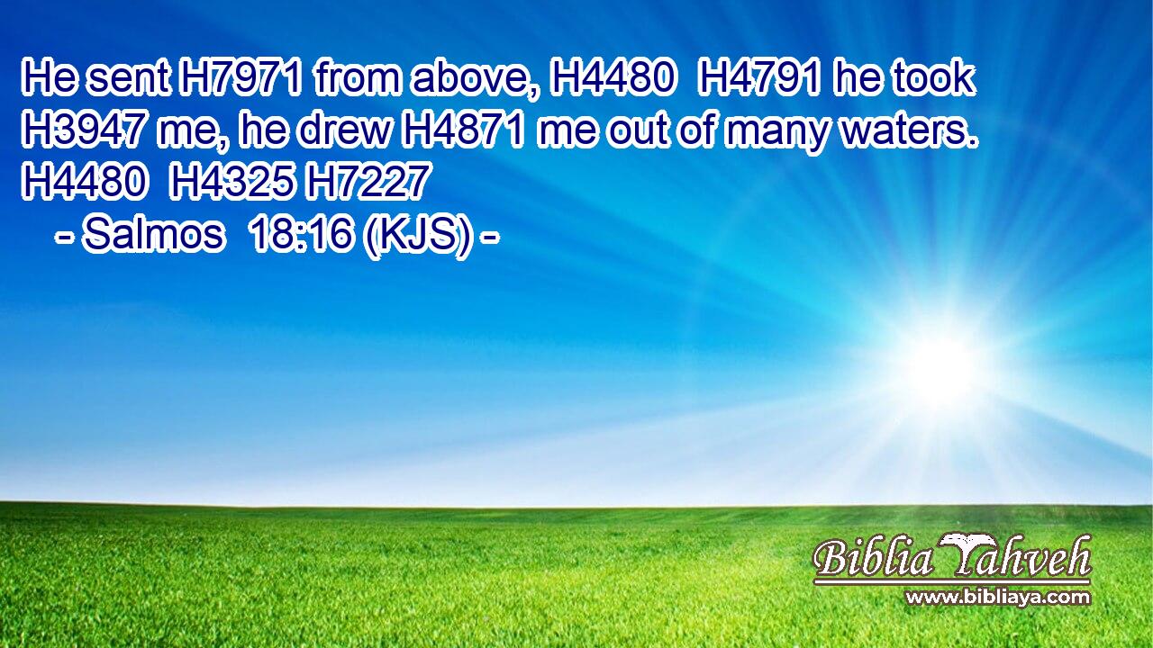 He sent H7971 from above, H4480  H4791 he took H3947 me, he drew H4871 me out of many waters. H4480  H4325 H7227