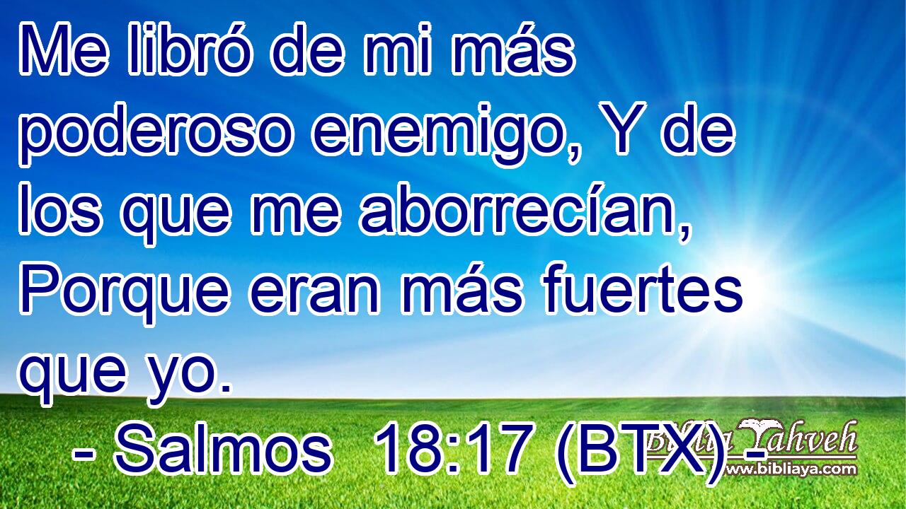 Me libró de mi más poderoso enemigo, Y de los que me aborrecían, Porque eran más fuertes que yo.