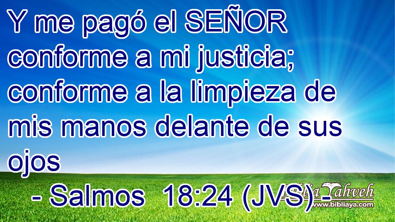 Y me pagó el SEÑOR conforme a mi justicia; conforme a la limpieza de mis manos delante de sus ojos