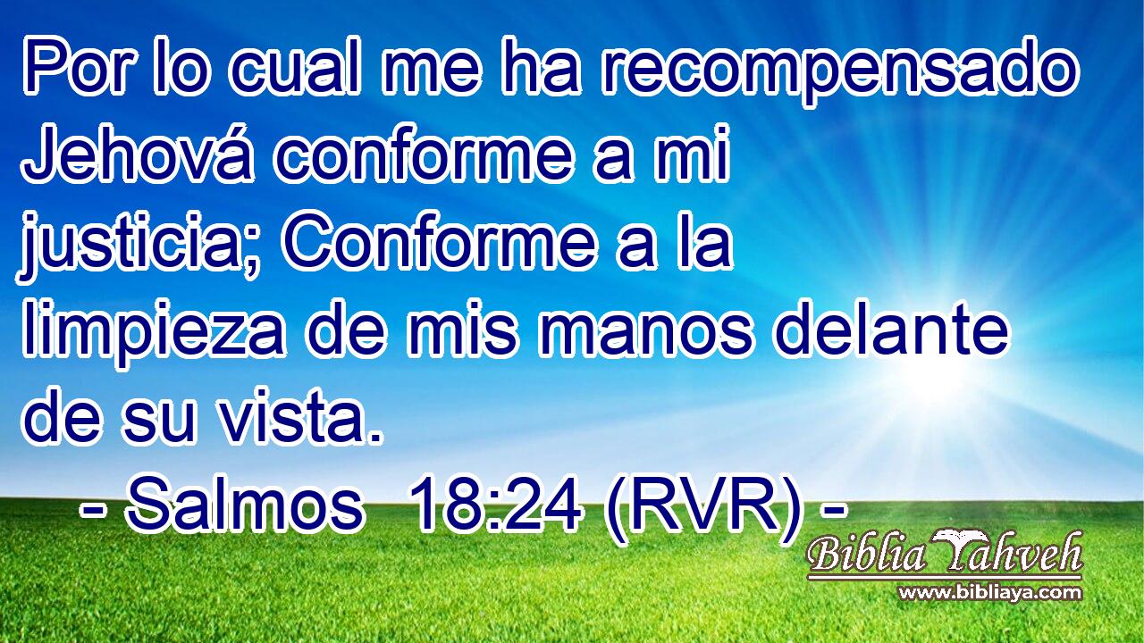 Por lo cual me ha recompensado Jehová conforme a mi justicia; Conforme a la limpieza de mis manos delante de su vista.