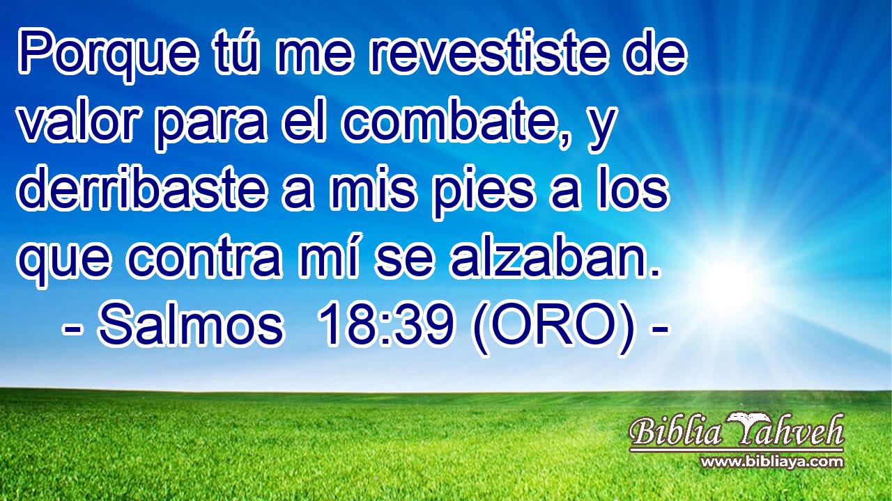  Porque tú me revestiste de valor para el combate, y derribaste a mis pies a los que contra mí se alzaban. 