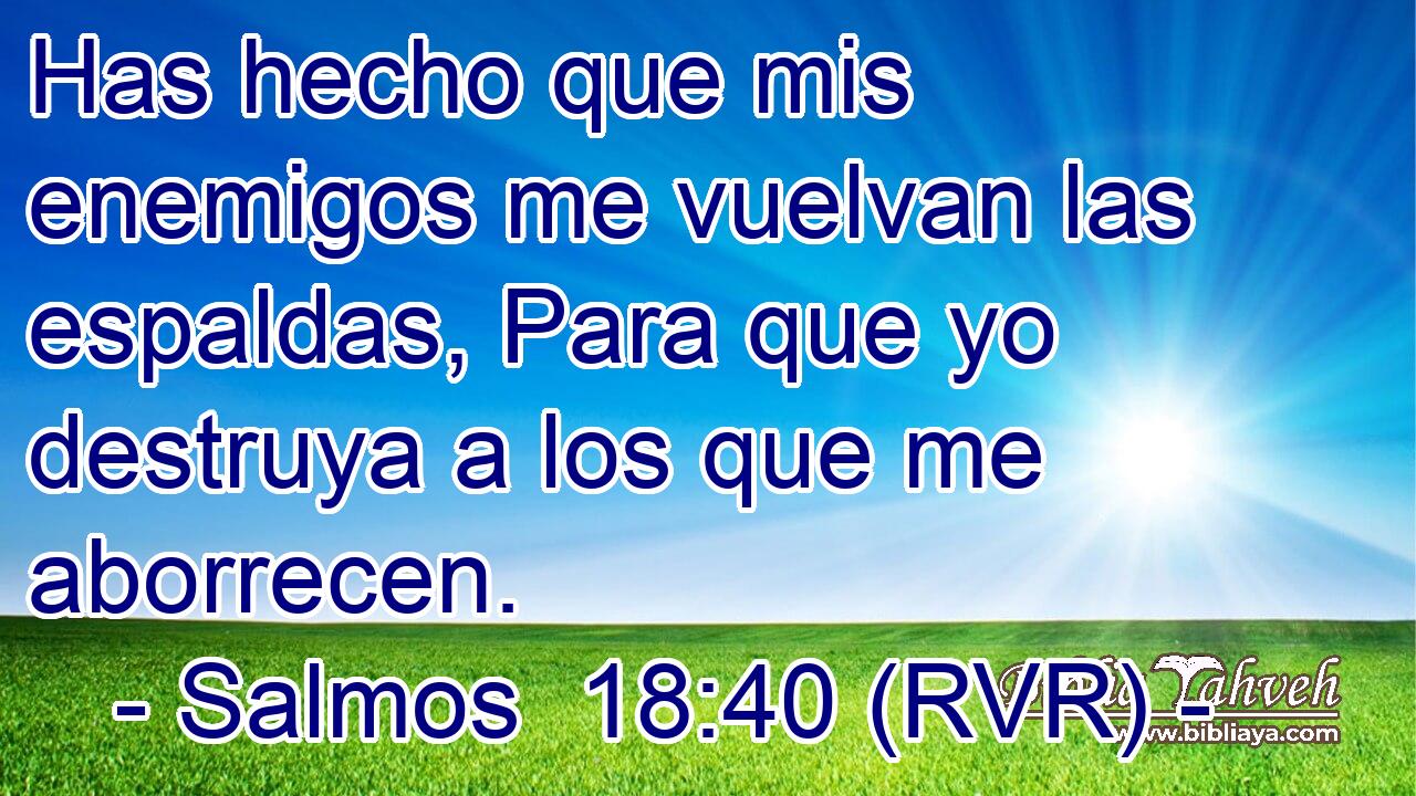 Has hecho que mis enemigos me vuelvan las espaldas, Para que yo destruya a los que me aborrecen.