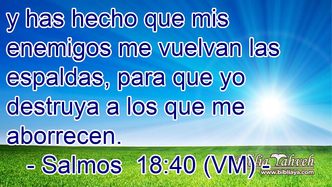  y has hecho que mis enemigos me vuelvan las espaldas, para que yo destruya a los que me aborrecen. 