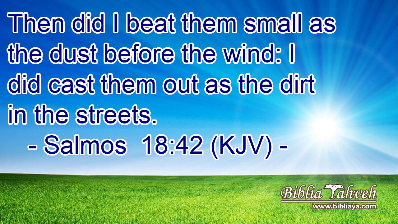 Then did I beat them small as the dust before the wind: I did cast them out as the dirt in the streets.