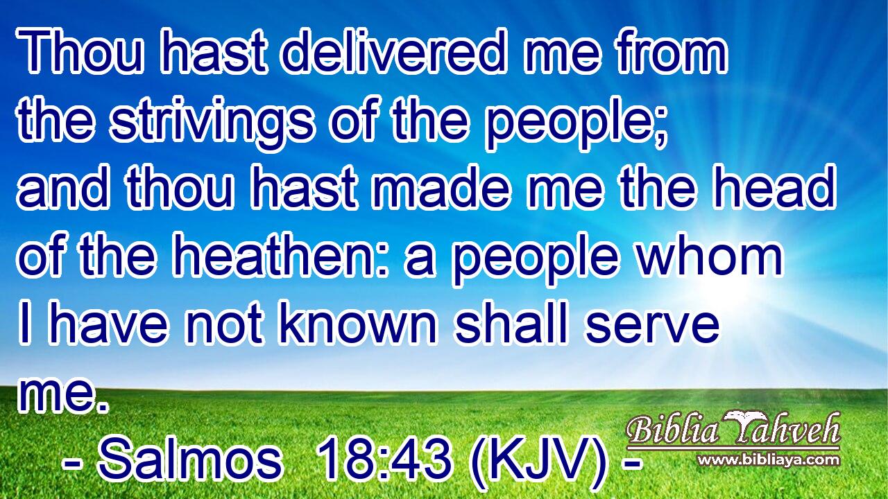 Thou hast delivered me from the strivings of the people; and thou hast made me the head of the heathen: a people whom I have not known shall serve me.