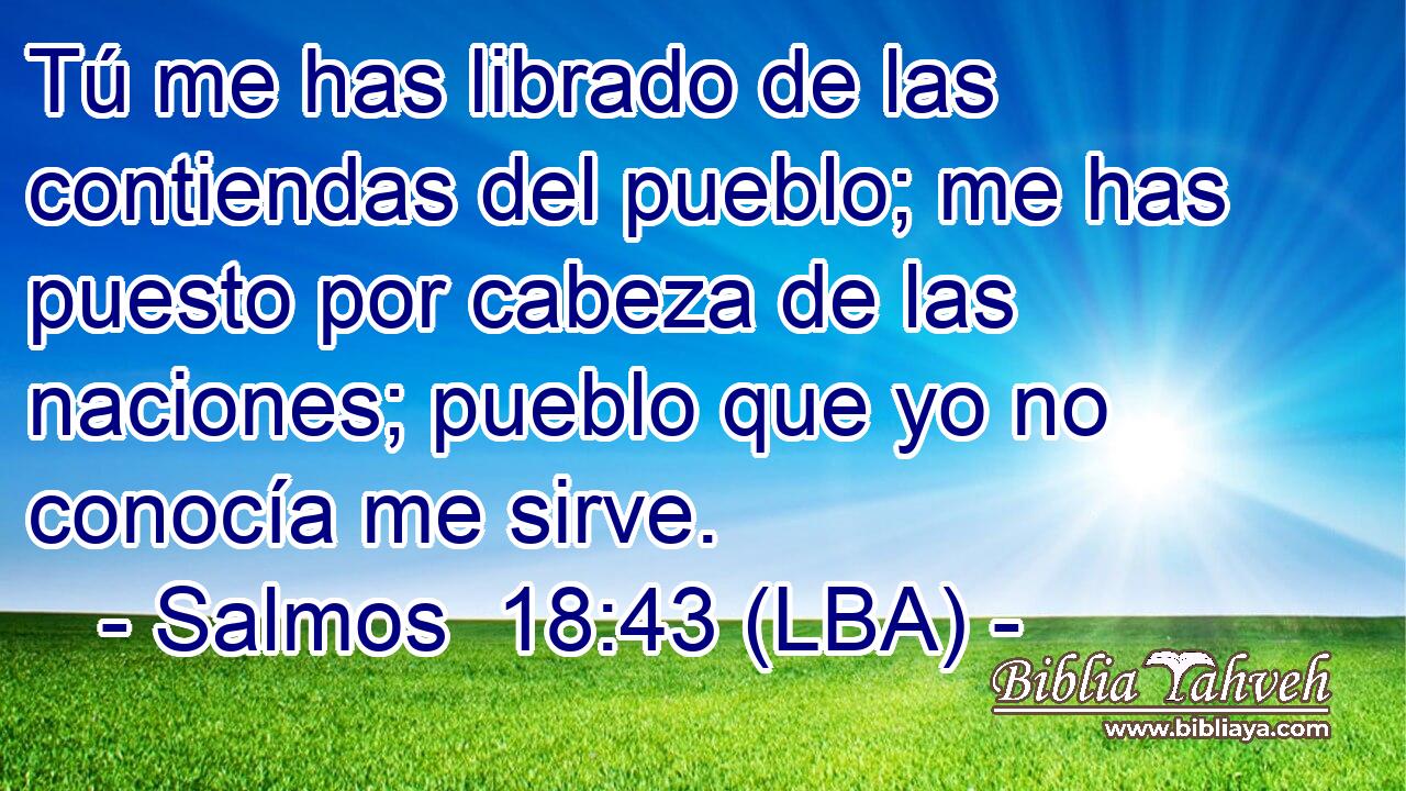 Tú me has librado de las contiendas del pueblo; me has puesto por cabeza de las naciones; pueblo que yo no conocía me sirve.
