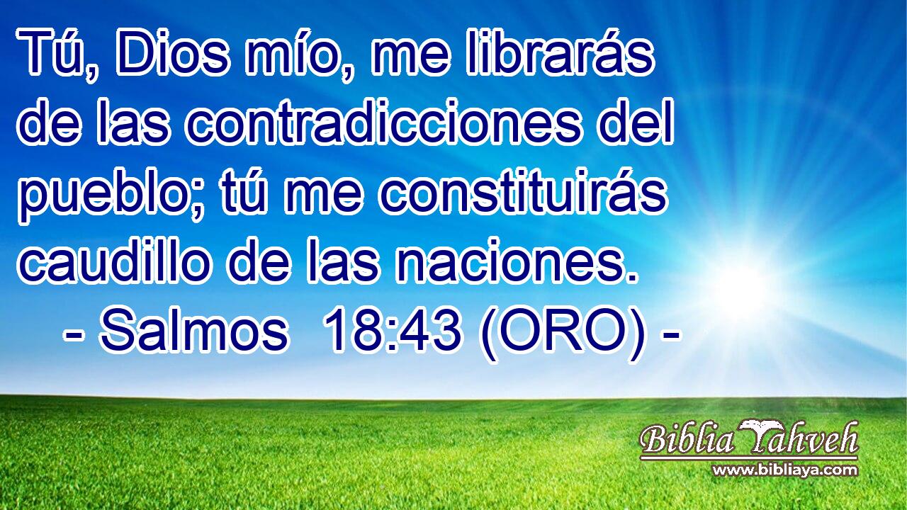  Tú, Dios mío, me librarás de las contradicciones del pueblo; tú me constituirás caudillo de las naciones. 