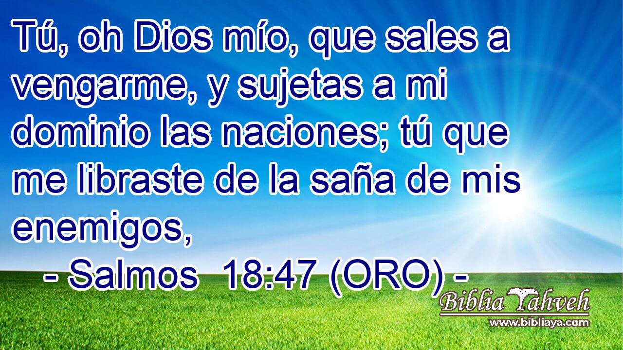  Tú, oh Dios mío, que sales a vengarme, y sujetas a mi dominio las naciones; tú que me libraste de la saña de mis enemigos, 