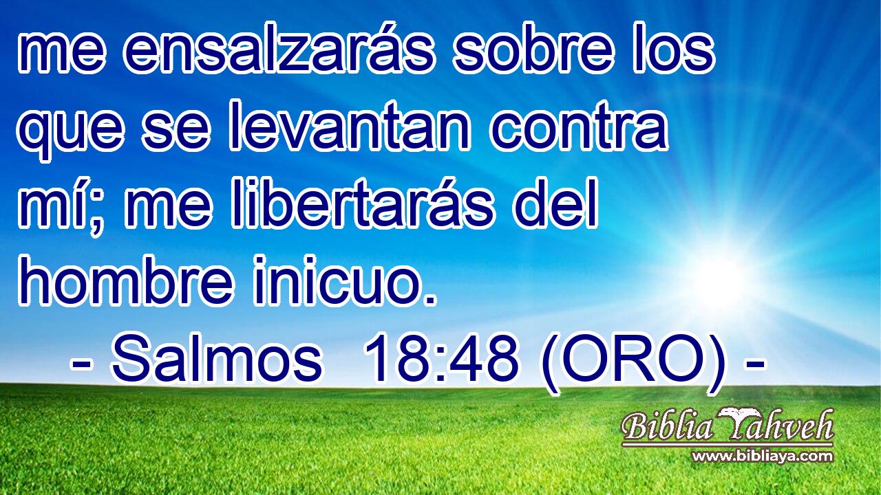  me ensalzarás sobre los que se levantan contra mí; me libertarás del hombre inicuo. 