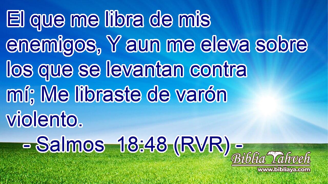 El que me libra de mis enemigos, Y aun me eleva sobre los que se levantan contra mí; Me libraste de varón violento.
