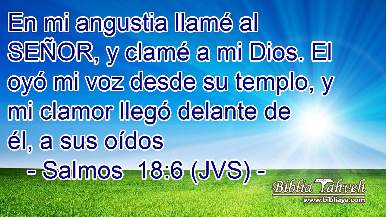 En mi angustia llamé al SEÑOR, y clamé a mi Dios. El oyó mi voz desde su templo, y mi clamor llegó delante de él, a sus oídos