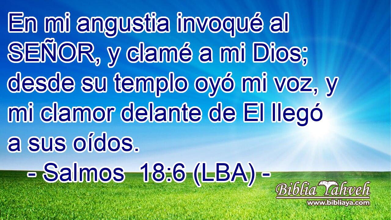En mi angustia invoqué al SEÑOR, y clamé a mi Dios; desde su templo oyó mi voz, y mi clamor delante de El llegó a sus oídos.
