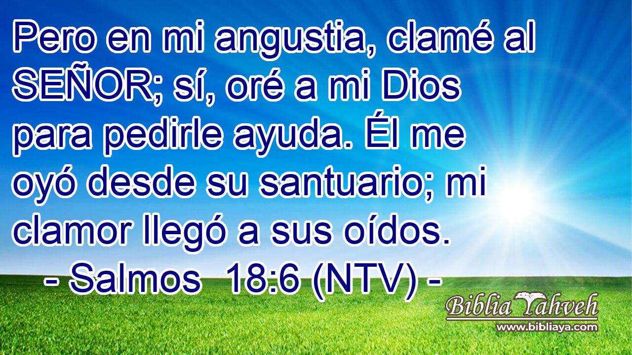 Pero en mi angustia, clamé al SEÑOR; sí, oré a mi Dios para pedirle ayuda. Él me oyó desde su santuario; mi clamor llegó a sus oídos.