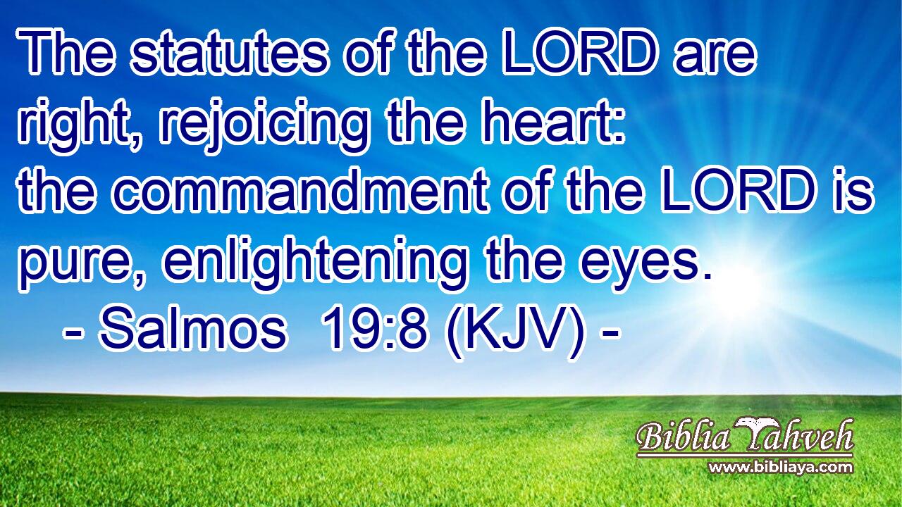 The statutes of the LORD are right, rejoicing the heart: the commandment of the LORD is pure, enlightening the eyes.