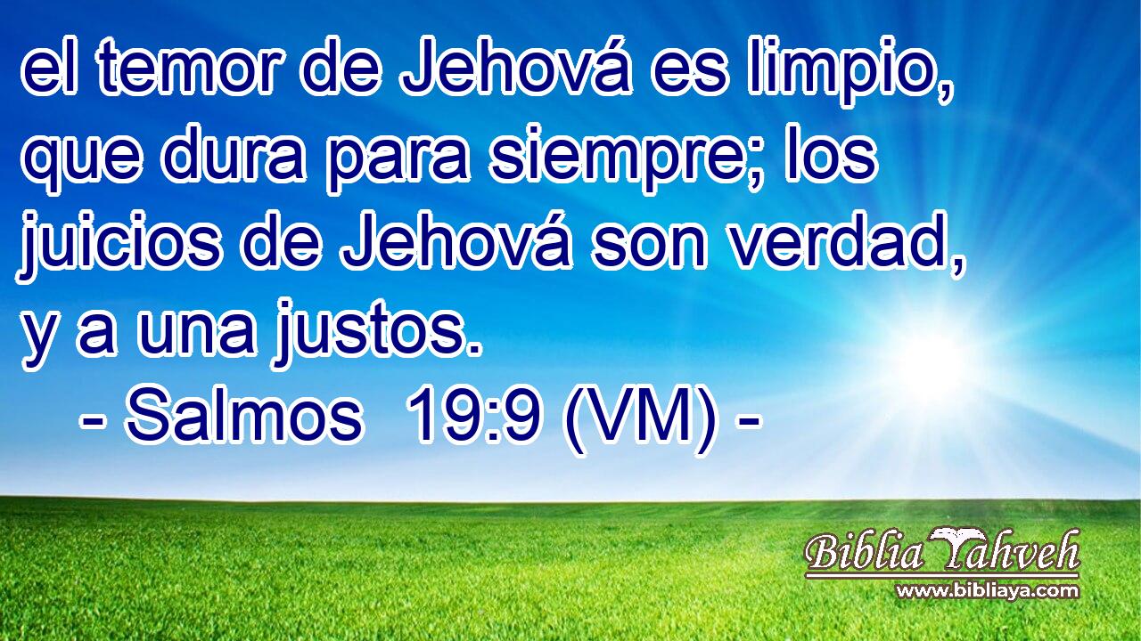  el temor de Jehová es limpio, que dura para siempre; los juicios de Jehová son verdad, y a una justos. 