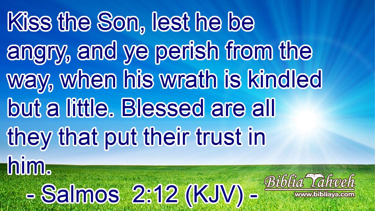 Kiss the Son, lest he be angry, and ye perish from the way, when his wrath is kindled but a little. Blessed are all they that put their trust in him.