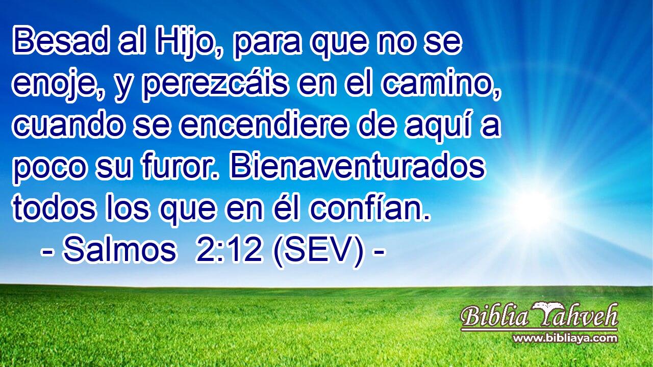 Besad al Hijo, para que no se enoje, y perezcáis en el camino, cuando se encendiere de aquí a poco su furor. Bienaventurados todos los que en él confían.