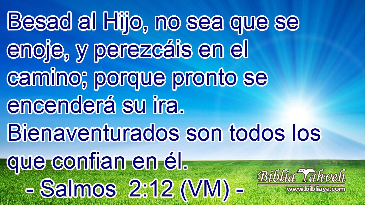  Besad al Hijo, no sea que se enoje, y perezcáis en el camino; porque pronto se encenderá su ira. Bienaventurados son todos los que confian en él. 