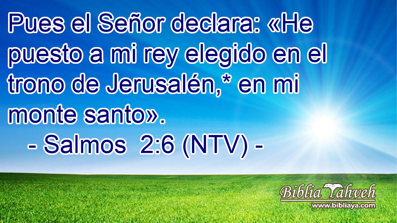 Pues el Señor declara: «He puesto a mi rey elegido en el trono de Jerusalén,* en mi monte santo».