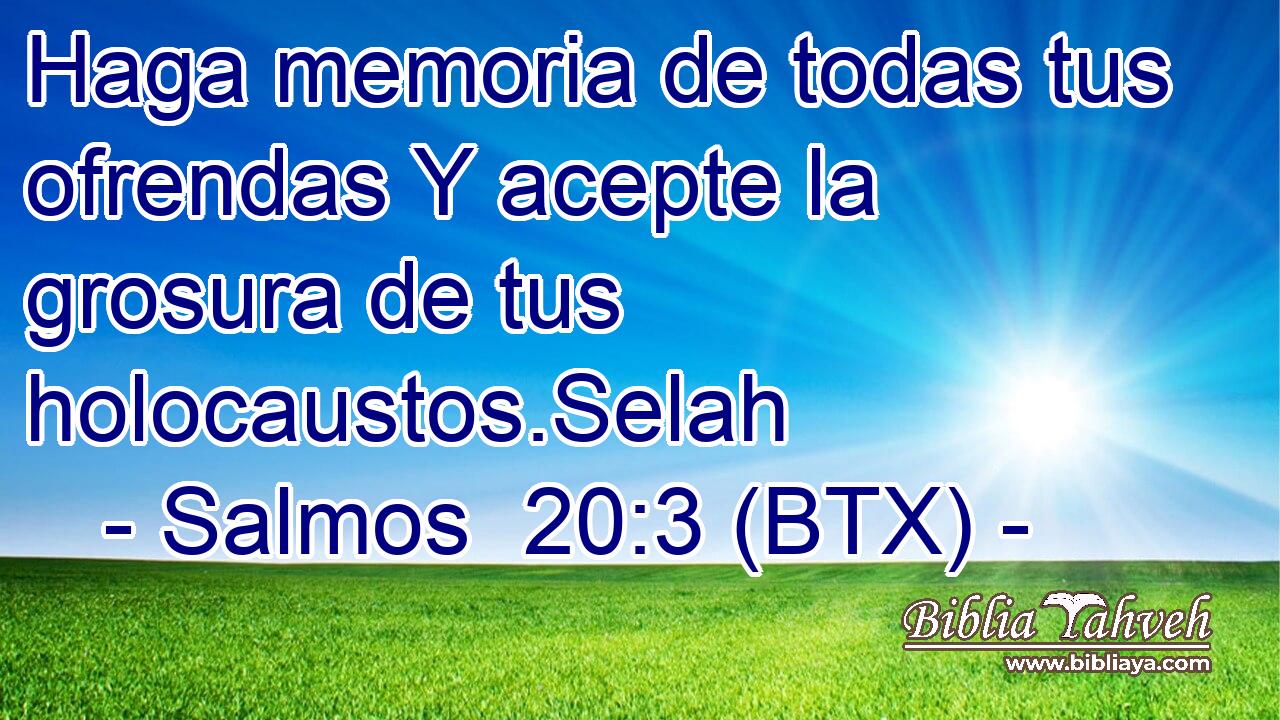 Haga memoria de todas tus ofrendas Y acepte la grosura de tus holocaustos.Selah
