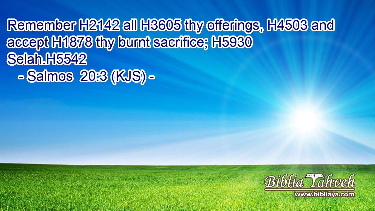Remember H2142 all H3605 thy offerings, H4503 and accept H1878 thy burnt sacrifice; H5930 Selah.H5542