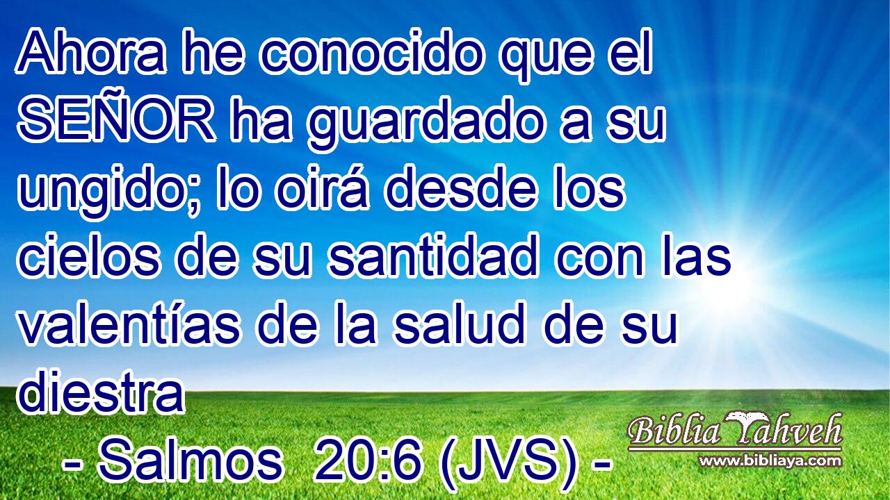 Ahora he conocido que el SEÑOR ha guardado a su ungido; lo oirá desde los cielos de su santidad con las valentías de la salud de su diestra