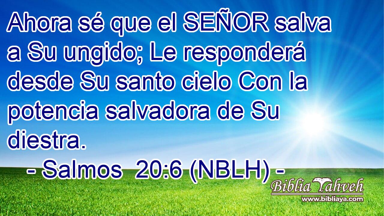  Ahora sé que el SEÑOR salva a Su ungido; Le responderá desde Su santo cielo Con la potencia salvadora de Su diestra. 