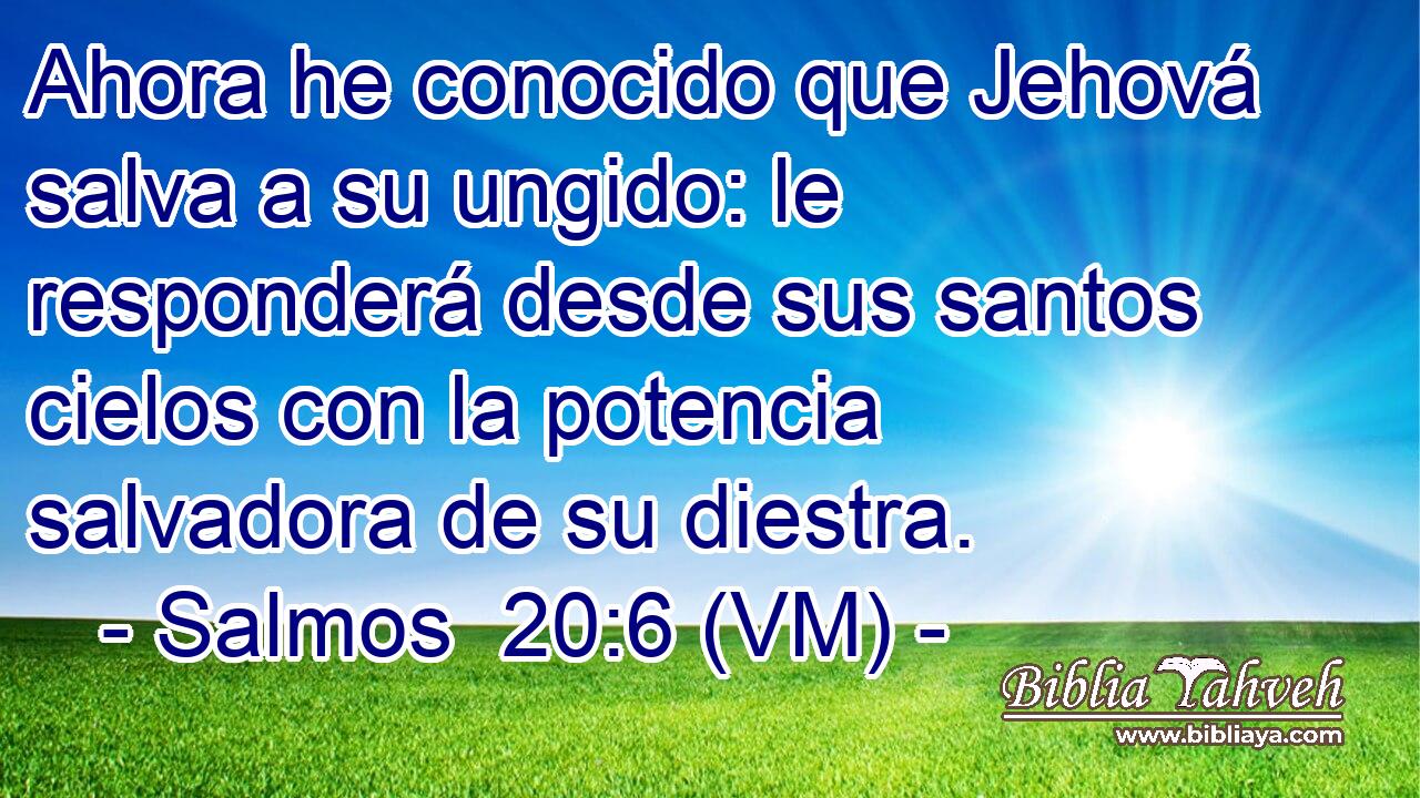  Ahora he conocido que Jehová salva a su ungido: le responderá desde sus santos cielos con la potencia salvadora de su diestra. 