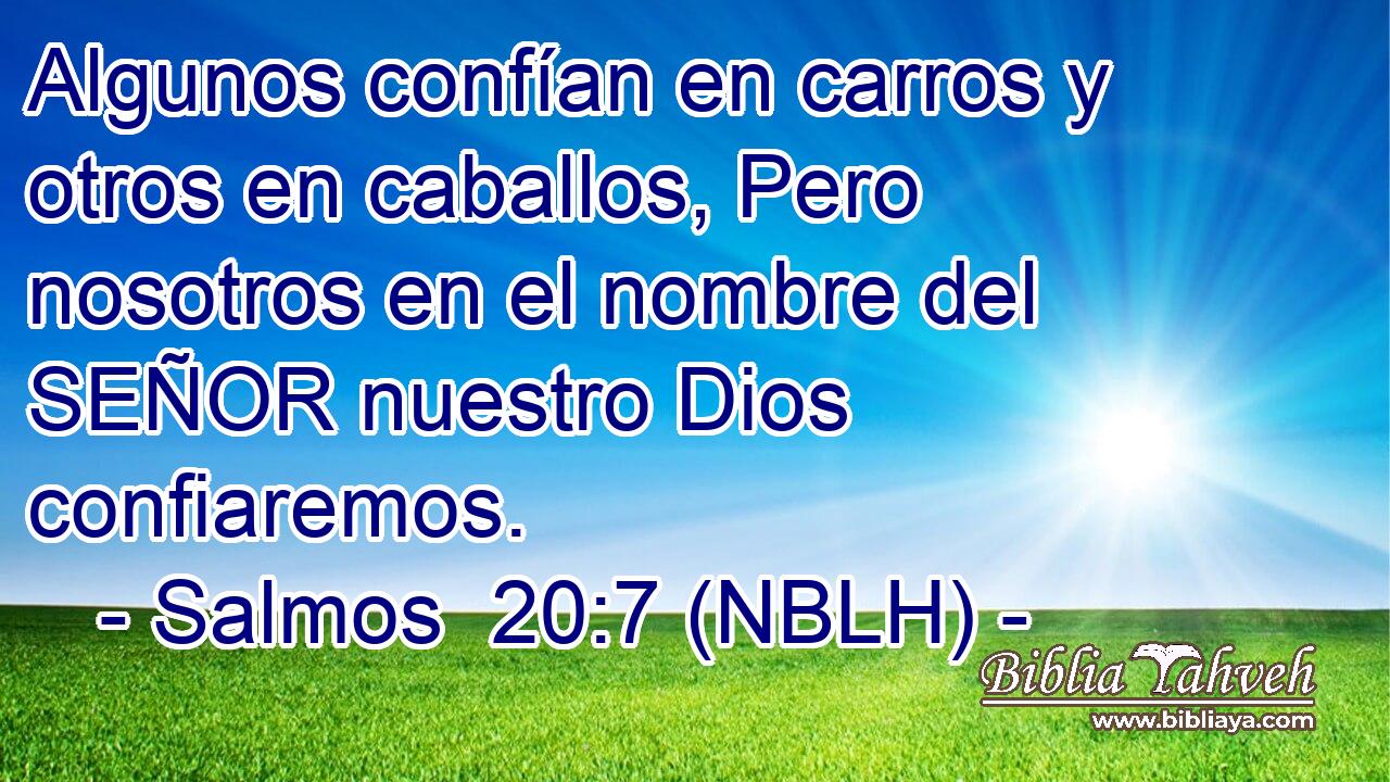  Algunos confían en carros y otros en caballos, Pero nosotros en el nombre del SEÑOR nuestro Dios confiaremos. 