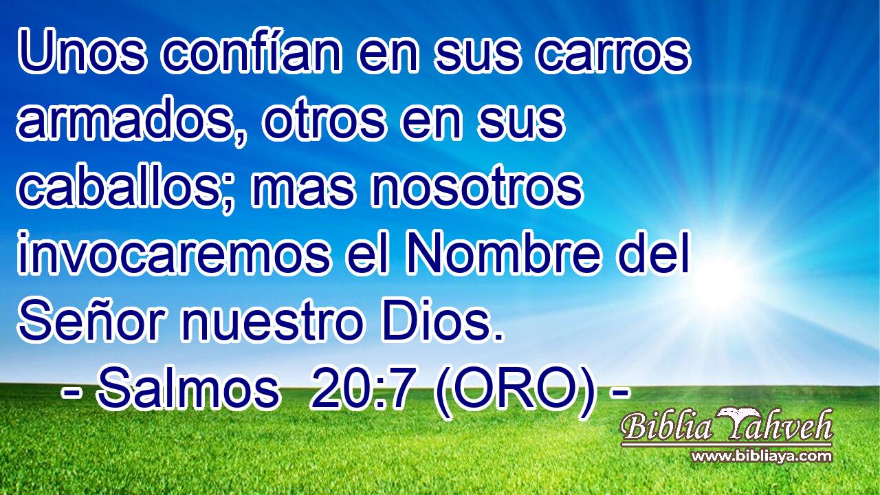  Unos confían en sus carros armados, otros en sus caballos; mas nosotros invocaremos el Nombre del Señor nuestro Dios. 