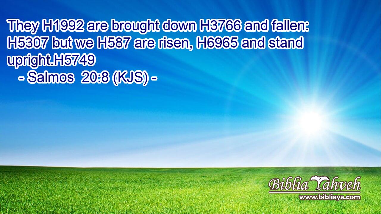 They H1992 are brought down H3766 and fallen: H5307 but we H587 are risen, H6965 and stand upright.H5749