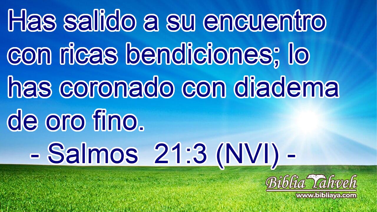  Has salido a su encuentro con ricas bendiciones; lo has coronado con diadema de oro fino. 