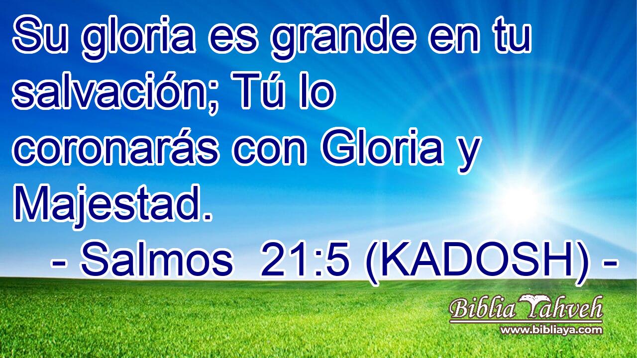  Su gloria es grande en tu salvación; Tú lo coronarás con Gloria y Majestad. 