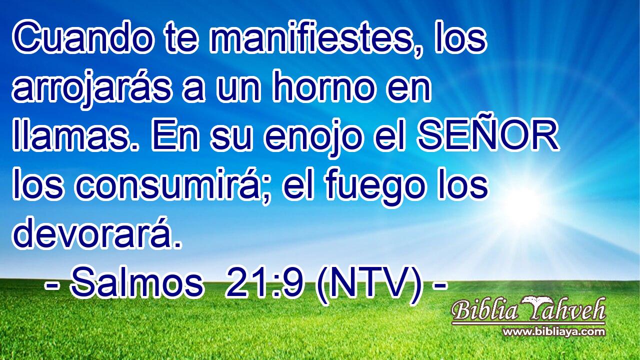 Cuando te manifiestes, los arrojarás a un horno en llamas. En su enojo el SEÑOR los consumirá; el fuego los devorará.