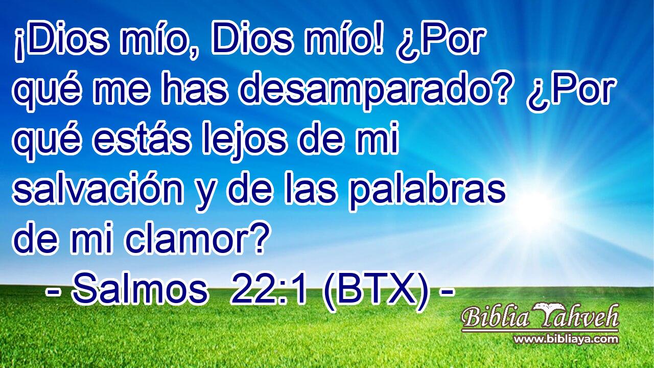 ¡Dios mío, Dios mío! ¿Por qué me has desamparado? ¿Por qué estás lejos de mi salvación y de las palabras de mi clamor?