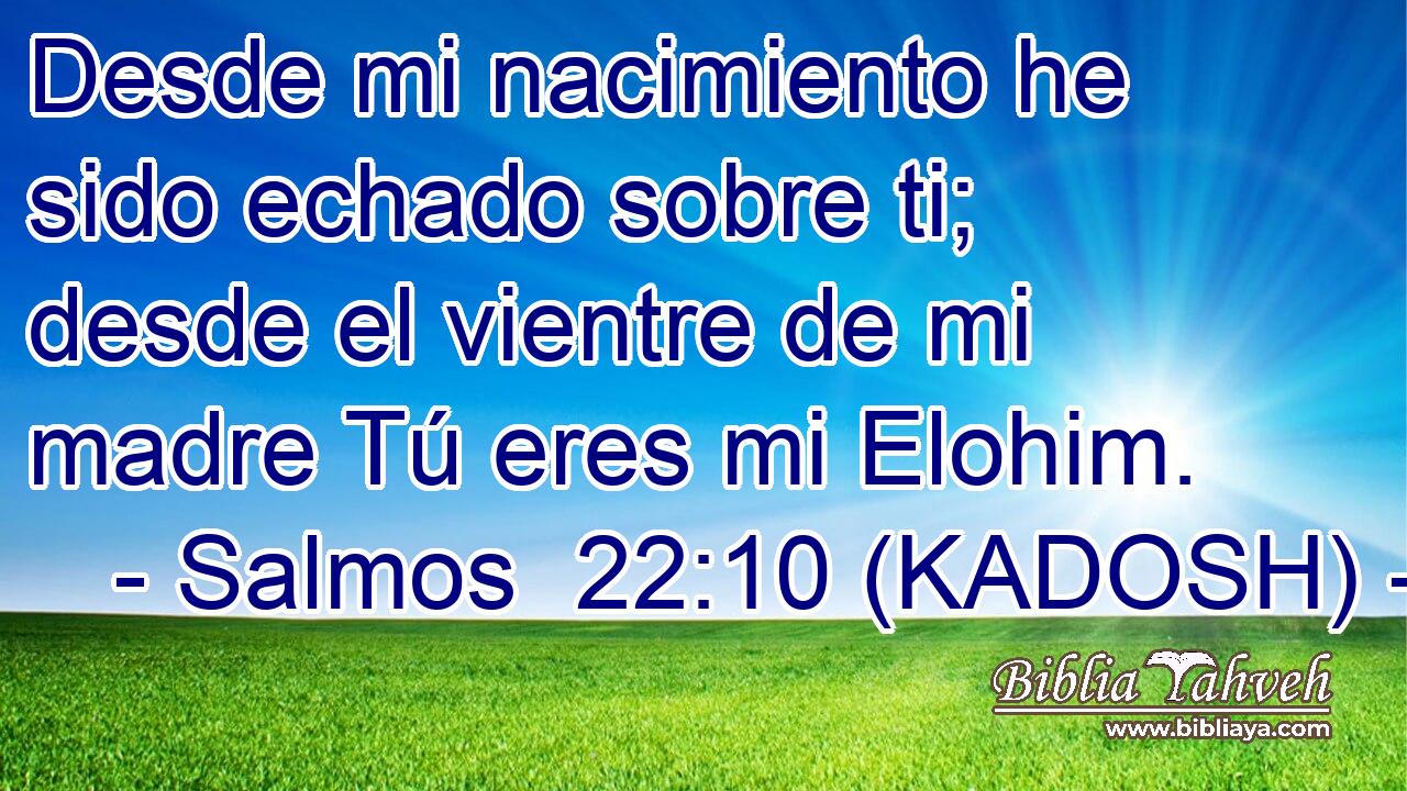  Desde mi nacimiento he sido echado sobre ti; desde el vientre de mi madre Tú eres mi Elohim. 