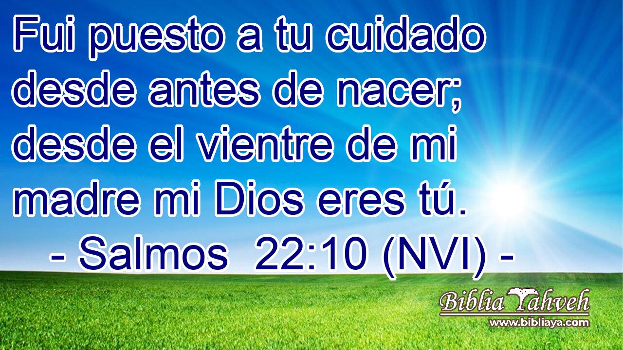  Fui puesto a tu cuidado desde antes de nacer; desde el vientre de mi madre mi Dios eres tú. 