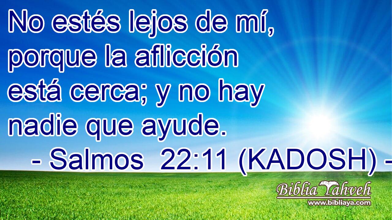  No estés lejos de mí, porque la aflicción está cerca; y no hay nadie que ayude. 