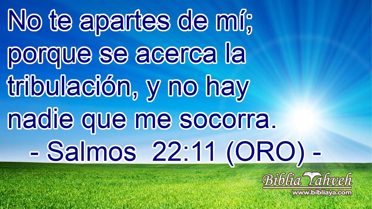  No te apartes de mí; porque se acerca la tribulación, y no hay nadie que me socorra. 