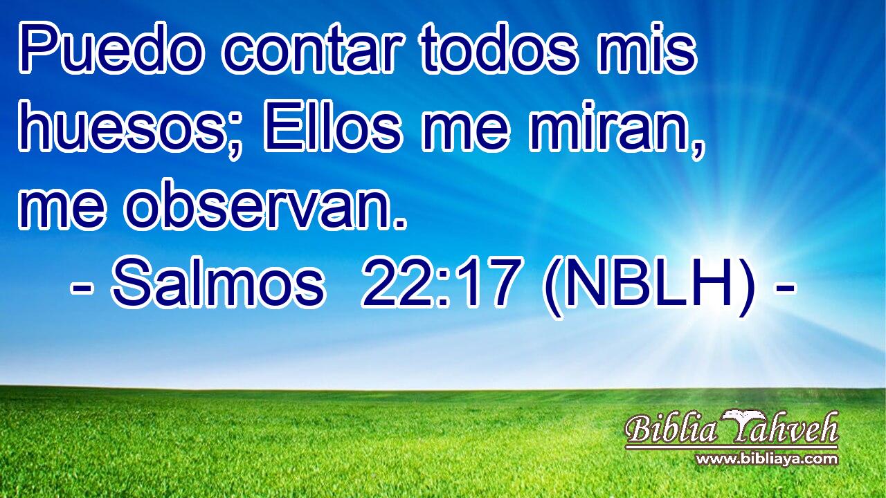 Puedo contar todos mis huesos; Ellos me miran, me observan. 