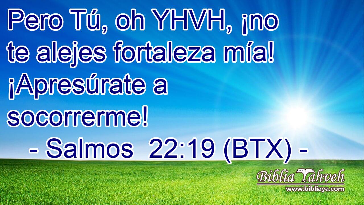 Pero Tú, oh YHVH, ¡no te alejes fortaleza mía! ¡Apresúrate a socorrerme!
