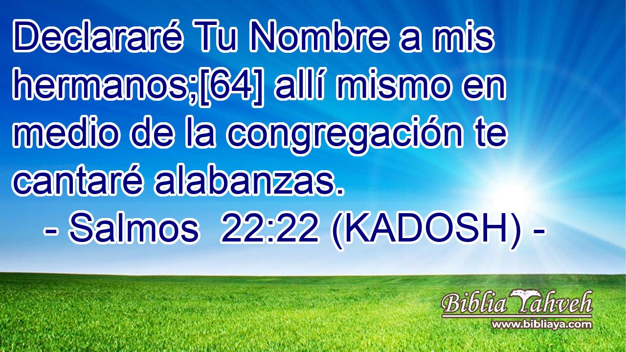  Declararé Tu Nombre a mis hermanos;[64] allí mismo en medio de la congregación te cantaré alabanzas. 